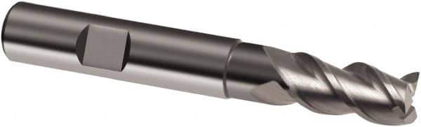 Guhring - 8mm, 16mm LOC, 8mm Shank Diam, 63mm OAL, 3 Flute, Solid Carbide Square End Mill - Single End, Uncoated, Spiral Flute, 39/40/41° Helix, Centercutting, Right Hand Cut, Right Hand Flute, Series 6702 - Eagle Tool & Supply