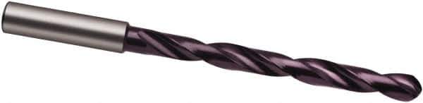 Guhring - 18.5mm, Spiral Flute, Solid Carbide Taper Length Drill Bit - FIREX Finish, 190mm Flute Length, 244mm OAL, Series 6502 - Eagle Tool & Supply