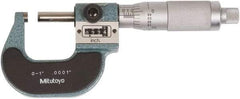 Mitutoyo - 0 to 1 Inch Range, Standard Throat, Electronic Outside Micrometer - 0.0001 Inch Accuracy, Friction Thimble, Rotating Spindle, Includes NIST Traceability Certification - Eagle Tool & Supply