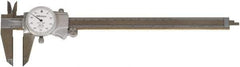 Mitutoyo - 0" to 8" Range, 0.001" Graduation, 1" per Revolution, Dial Caliper - White Face, Accurate to 0.1000", 50mm Jaw Length - Eagle Tool & Supply
