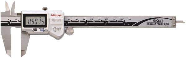 Mitutoyo - 0 to 150mm Range, 0.01mm Resolution, IP67 Electronic Caliper - 0.001" Accuracy, SPC Output - Eagle Tool & Supply