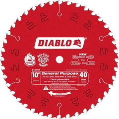 Freud - 10" Diam, 5/8" Arbor Hole Diam, 40 Tooth Wet & Dry Cut Saw Blade - Carbide-Tipped, Standard Round Arbor - Eagle Tool & Supply