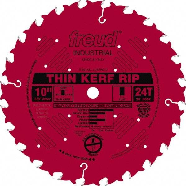 Freud - 10" Diam, 5/8" Arbor Hole Diam, 24 Tooth Wet & Dry Cut Saw Blade - Carbide-Tipped, Standard Round Arbor - Eagle Tool & Supply