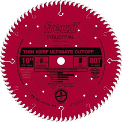 Freud - 10" Diam, 5/8" Arbor Hole Diam, 80 Tooth Wet & Dry Cut Saw Blade - Carbide-Tipped, Standard Round Arbor - Eagle Tool & Supply