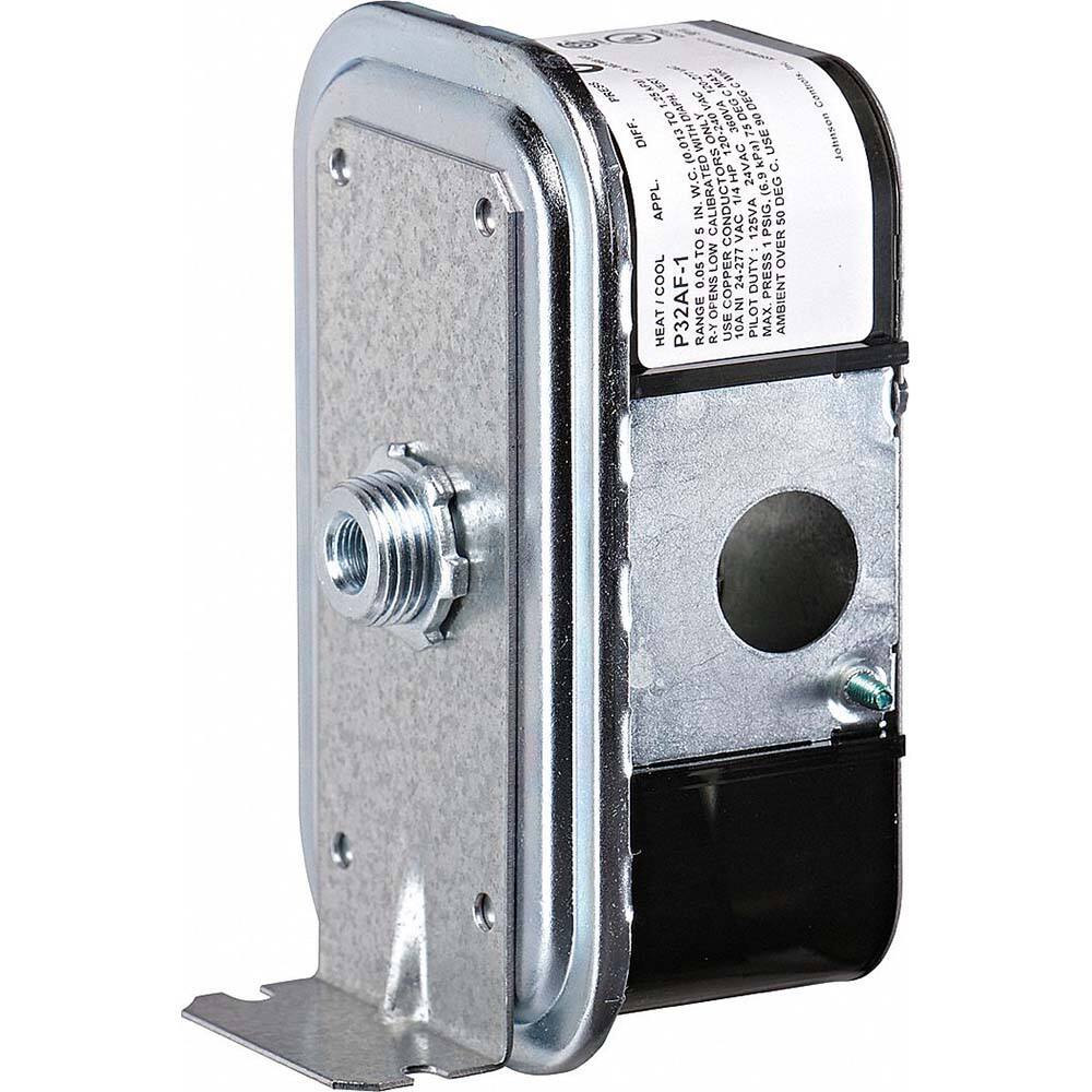 Johnson Controls - Pressure, Vacuum & Compound Switches; Maximum Adjustable Range: 5" wc VAC ; Minimum Adjustable Range: 0.05" wc VAC ; Type: Differential Air Pressure Switch ; Maximum Pressure Setting: 5" wc VAC ; Thread Size: 1/8 ; Thread Type: None - Exact Industrial Supply