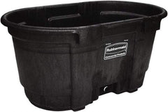 Rubbermaid - 100 Gallon Black Oval Plastic Stock Tank - 25" High x 31" Diam - Eagle Tool & Supply