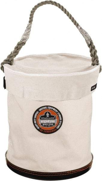 Ergodyne - 1 Pocket White Canvas Bucket Tool Organizer - 12-1/2" Wide x 12-1/2" Deep x 15" High - Eagle Tool & Supply