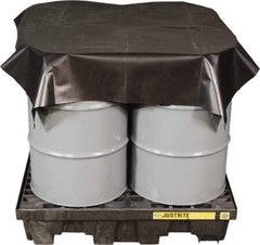 Justrite - 240" Long x 120" Wide Vinyl Tarp & Dust Cover - Black, Grommet - Eagle Tool & Supply