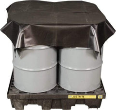 Justrite - 144" Long x 120" Wide Vinyl Tarp & Dust Cover - Black, Grommet - Eagle Tool & Supply