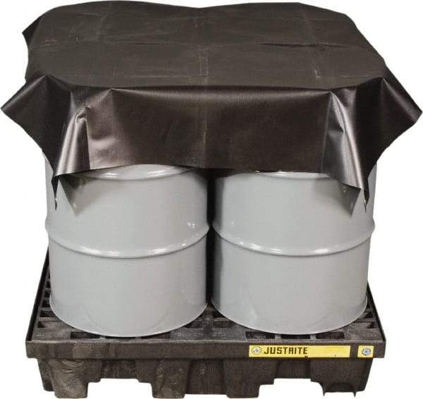 Justrite - 120" Long x 60" Wide Vinyl Tarp & Dust Cover - Black, Grommet - Eagle Tool & Supply