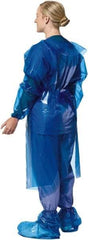PolyConversions - 4 mil Thick Chemical Resistant Coat Apron - Polyolefin, Blue - Eagle Tool & Supply