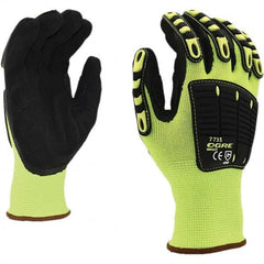 Cordova - Size L (9) Nitrile Coated Polyester, TPR & Nitrile Impact High Visibility Work Gloves - Eagle Tool & Supply