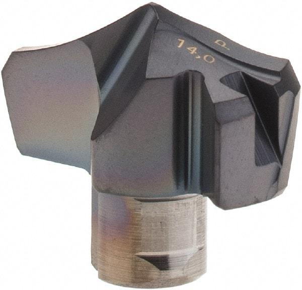 Iscar - Series HCP-IQ, 14mm Diam Grade IC908 Replaceable Drill Tip - Carbide, TiAlN/TiN Finish, 14 Seat Size - Eagle Tool & Supply