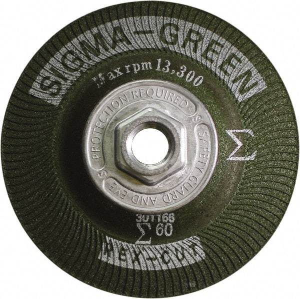 Rex Cut Product - 60 Grit, 4-1/2" Wheel Diam, Type 27 Depressed Center Wheel - Zirconia Alumina/Aluminum Oxide Blend - Eagle Tool & Supply