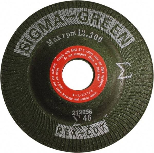 Rex Cut Product - 46 Grit, 4-1/2" Wheel Diam, 7/8" Arbor Hole, Type 27 Depressed Center Wheel - Zirconia Alumina/Aluminum Oxide Blend - Eagle Tool & Supply