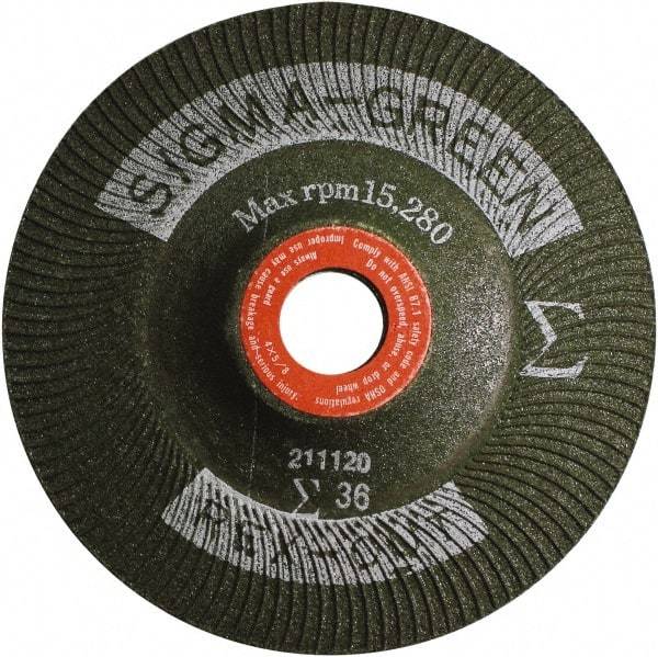 Rex Cut Product - 36 Grit, 4" Wheel Diam, 5/8" Arbor Hole, Type 27 Depressed Center Wheel - Zirconia Alumina/Aluminum Oxide Blend - Eagle Tool & Supply