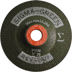 Rex Cut Product - 36 Grit, 4" Wheel Diam, 5/8" Arbor Hole, Type 27 Depressed Center Wheel - Zirconia Alumina/Aluminum Oxide Blend - Eagle Tool & Supply