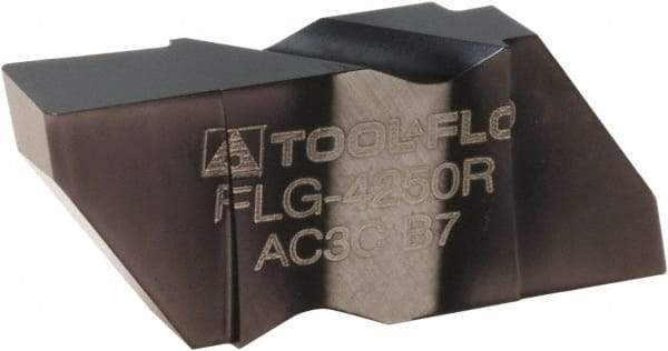 Tool-Flo - 4250FLG CB Grade AC50, 1/4" Cutting Width Carbide Grooving Insert - 1/4" Max Depth of Cut, Right Hand, 0.02 to 0.025" Corner Radius, AlTiN Finish - Eagle Tool & Supply
