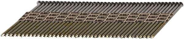 DeWALT - 30 Gauge 0.131" Shank Diam 3-1/4" Long Framing Nails for Power Nailers - Steel, Galvanized Finish, Smooth Shank, Angled Stick Paper Tape Collation, Round Head, Diamond Point - Eagle Tool & Supply