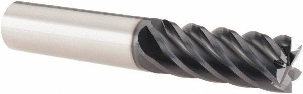 SGS - 1/2", 1-1/4" LOC, 1/2" Shank Diam, 3" OAL, 6 Flute, Solid Carbide Square End Mill - Single End, Ti-NAMITE-X Finish, Spiral Flute, 41° Helix, Centercutting, Right Hand Cut, Right Hand Flute, Series 51 - Eagle Tool & Supply