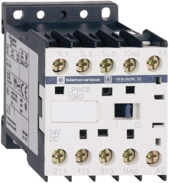 Schneider Electric - 3 Pole, 24 Coil VDC, 6 Amp at 440 VAC, Nonreversible IEC Contactor - BS 5424, CSA, IEC 60947, NF C 63-110, RoHS Compliant, UL Listed, VDE 0660 - Eagle Tool & Supply