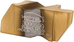 Hertel - 3047IR Grade HC335, 2.39mm Cutting Width Carbide Grooving Insert - 4.57mm Max Depth of Cut, Left Hand, 0.047" Corner Radius, TiN Finish - Eagle Tool & Supply