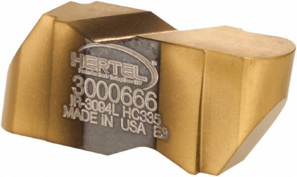 Hertel - 3094IR Grade HC335, 4.8mm Cutting Width Carbide Grooving Insert - 4.57mm Max Depth of Cut, Left Hand, 3/32" Corner Radius, TiN Finish - Eagle Tool & Supply