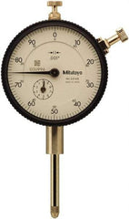 Mitutoyo - 1" Range, 0-100 Dial Reading, 0.001" Graduation Dial Drop Indicator - 57mm Dial, 0.1" Range per Revolution, 0.002" Accuracy, Includes NIST Traceability Certification - Eagle Tool & Supply