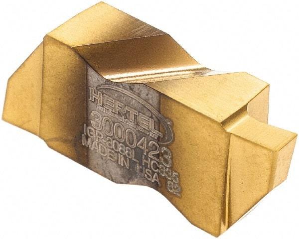 Hertel - 3088IGP Grade HC335, 2.24mm Cutting Width Carbide Grooving Insert - 4.57mm Max Depth of Cut, Left Hand, TiN Finish - Eagle Tool & Supply