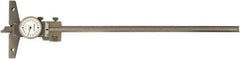 Mitutoyo - 0 to 12 Inch Range, Dial Depth Gage - 0.001 Inch Graduation, 12 Inch Travel, 410 mm Base Measuring Length - Eagle Tool & Supply