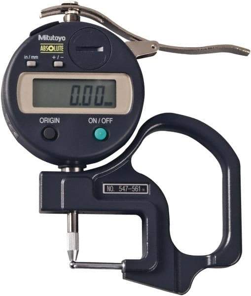Mitutoyo - 1/2" Measurement, 0.01mm Resolution Electronic Thickness Gage - Accurate up to 0.001" - Eagle Tool & Supply