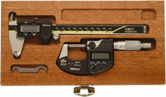 Mitutoyo - 4 Piece, Caliberated Machinist Caliper and Micrometer Tool Kit - 0 to 6 Inch Caliper, 0.0005 Inch Caliper Resoluion, 0 to 1 Inch Micrometer, 0.0001 Inch Graduation, 0.0005 Inch Resoluion - Eagle Tool & Supply