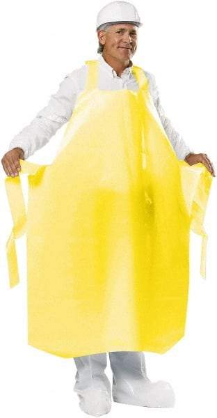 PolyConversions - 35" Wide x 55" Long x 8 mil Thick Chemical Resistant Bib Apron - Polyolefin, Yellow, Waterproof, Resists Chemicals, Fats, Oils, Dry Particles, Liquid Splashes - Eagle Tool & Supply