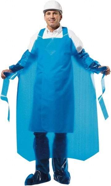 PolyConversions - 35" Wide x 55" Long x 8 mil Thick Chemical Resistant Bib Apron - Polyolefin, Blue, Waterproof, Resists Chemicals, Fats, Oils, Dry Particles, Liquid Splashes - Eagle Tool & Supply