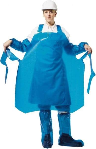 PolyConversions - 35" Wide x 55" Long x 4 mil Thick Chemical Resistant Bib Apron - Polyolefin, Blue, Waterproof, Resists Chemicals, Fats, Oils, Dry Particles, Liquid Splashes - Eagle Tool & Supply