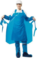 PolyConversions - 35" Wide x 55" Long x 4 mil Thick Chemical Resistant Bib Apron - Polyolefin, Blue, Waterproof, Resists Chemicals, Fats, Oils, Dry Particles, Liquid Splashes - Eagle Tool & Supply