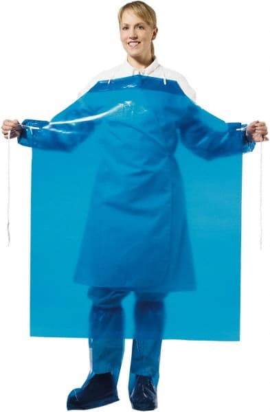 PolyConversions - 35" Wide x 45" Long x 4 mil Thick Chemical Resistant Bib Apron - Polyolefin, Blue, Waterproof, Resists Chemicals, Fats, Oils, Dry Particles, Liquid Splashes - Eagle Tool & Supply