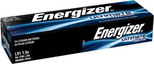 Energizer - Size AA, Lithium, Standard Battery - 1.5 Volts, Button Tab Terminal, FR6 - Eagle Tool & Supply