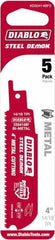 Freud - 4" Long x 1" Thick, Bi-Metal Reciprocating Saw Blade - Straight Profile, 14 to 18 TPI, Toothed Edge, Universal Shank - Eagle Tool & Supply