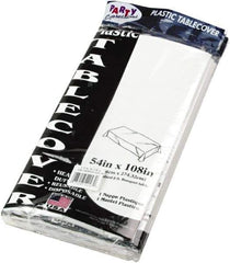 Tablemate Products - Table Set Rectangular Table Cover, Heavyweight Plastic, 54 x 108, White, 6/Pack - Eagle Tool & Supply