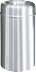 Rubbermaid - 30 Gal Aluminum Round Decorative Waste Receptacle With Top - Steel, 876mm High - Eagle Tool & Supply