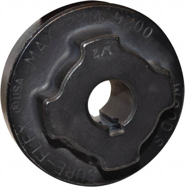 TB Wood's - 1" Max Bore Diam, 1/4" x 1/8" Keyway Width x Depth, 2-1/2" Hub, 4 Flexible Coupling Flange - 2-1/2" OD, 55/64" OAL, Sintered Steel, Type J - Eagle Tool & Supply