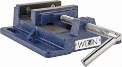 Wilton - 4-1/2" Jaw Opening Capacity x 1-1/2" Throat Depth, Horizontal Drill Press Vise - 4" Wide x 1-1/2" High Jaw, Stationary Base, Standard Speed, 7" OAL x 2.4" Overall Height, Steel - Eagle Tool & Supply