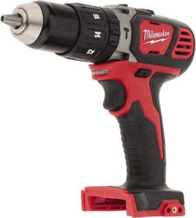 Milwaukee Tool - 18 Volt 1/2" Keyless Chuck Cordless Hammer Drill - 0 to 28,800 BPM, 0 to 1,800 RPM, Reversible - Eagle Tool & Supply