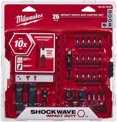 Milwaukee Tool - 26 Piece, Screwdriver Power Bit Set - #1 to #3 Phillips, 1/4 to 9/16" Hex, T20 to T30 Torx - Eagle Tool & Supply