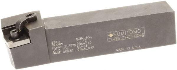 Sumitomo - MCKN, Right Hand Cut, 15° Lead Angle, 1" Shank Height x 1" Shank Width, Negative Rake Indexable Turning Toolholder - 6" OAL, CNMG 432 Insert Compatibility, Series Multi-Option - Eagle Tool & Supply