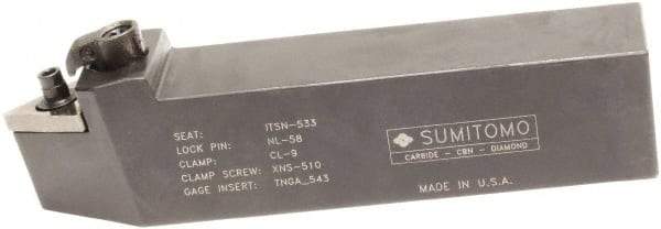 Sumitomo - MTEN, Neutral Cut, 30° Lead Angle, 5/8" Shank Height x 5/8" Shank Width, Negative Rake Indexable Turning Toolholder - 4-1/2" OAL, TNMG 32 Insert Compatibility, Series Multi-Option - Eagle Tool & Supply