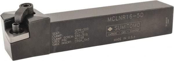Sumitomo - MCLN, Right Hand Cut, -5° Lead Angle, 1" Shank Height x 1" Shank Width, Negative Rake Indexable Turning Toolholder - 6" OAL, CNMG 543 Insert Compatibility, Series Multi-Option - Eagle Tool & Supply