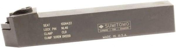 Sumitomo - MSDN, Neutral Cut, 45° Lead Angle, 1" Shank Height x 1" Shank Width, Negative Rake Indexable Turning Toolholder - 6" OAL, SNMG 43 Insert Compatibility, Series Multi-Option - Eagle Tool & Supply