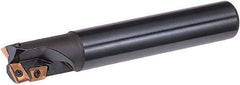 Sumitomo - 1" Cutting Diam, 1.05" Max Depth, 1" Shank Diam, Weldon Shank Indexable Square Shoulder Helical End Mill - Screw Holding Method, APET 1035/APMT 1035 Insert Style, WMM Toolholder Style - Eagle Tool & Supply